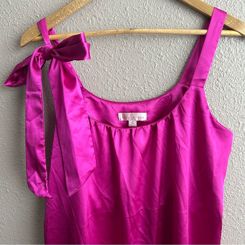 Paris Hilton Y2K Vintage hot pink satin slip dress L - Picture 3 of 7
